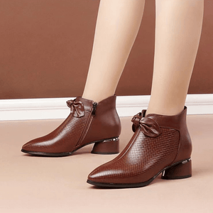 Bota Feminina Salto Bloco Cano Curto Marrom 7