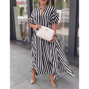 Vestido Longo Listrado Preto 6