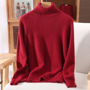 Suéter em Cashmere Gola Alta Vermelho Escuro 14