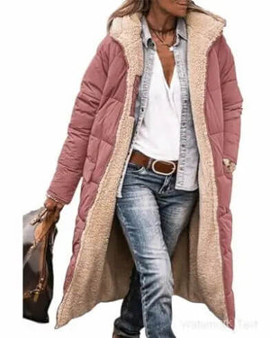 Jaqueta Feminina Longa Forrada Rosa 19