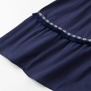 Vestido Longo Bordado Azul Marinho 04