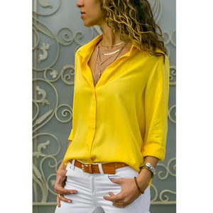 Camisa Clássica de Chiffon Amarelo 4