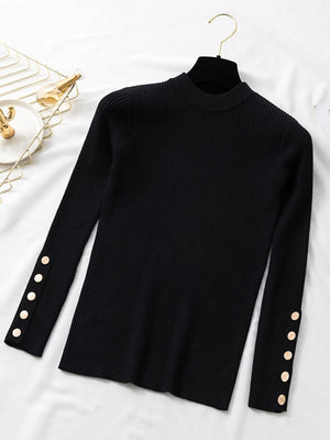 Suéter Casual Feminino Canelado Preto 2