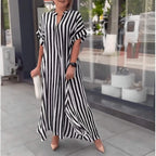 Vestido Longo Listrado Preto 12