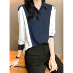 Camisa de Chiffon Azul Marinho 6