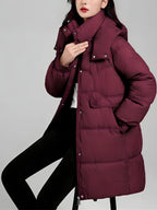 Jaqueta Feminina de Parka Alongada Bordô 5