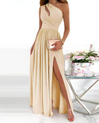 Vestido Longo Elegante Bege 5