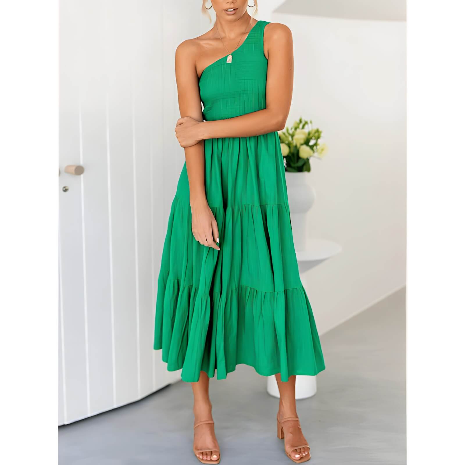 Vestido Mídi com Lastex Verde 3