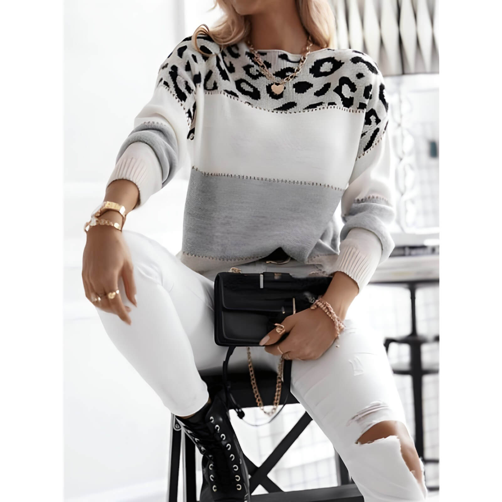 Suéter Feminino Casual Cinza 2