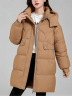 Jaqueta Feminina de Parka Alongada Marrom 1