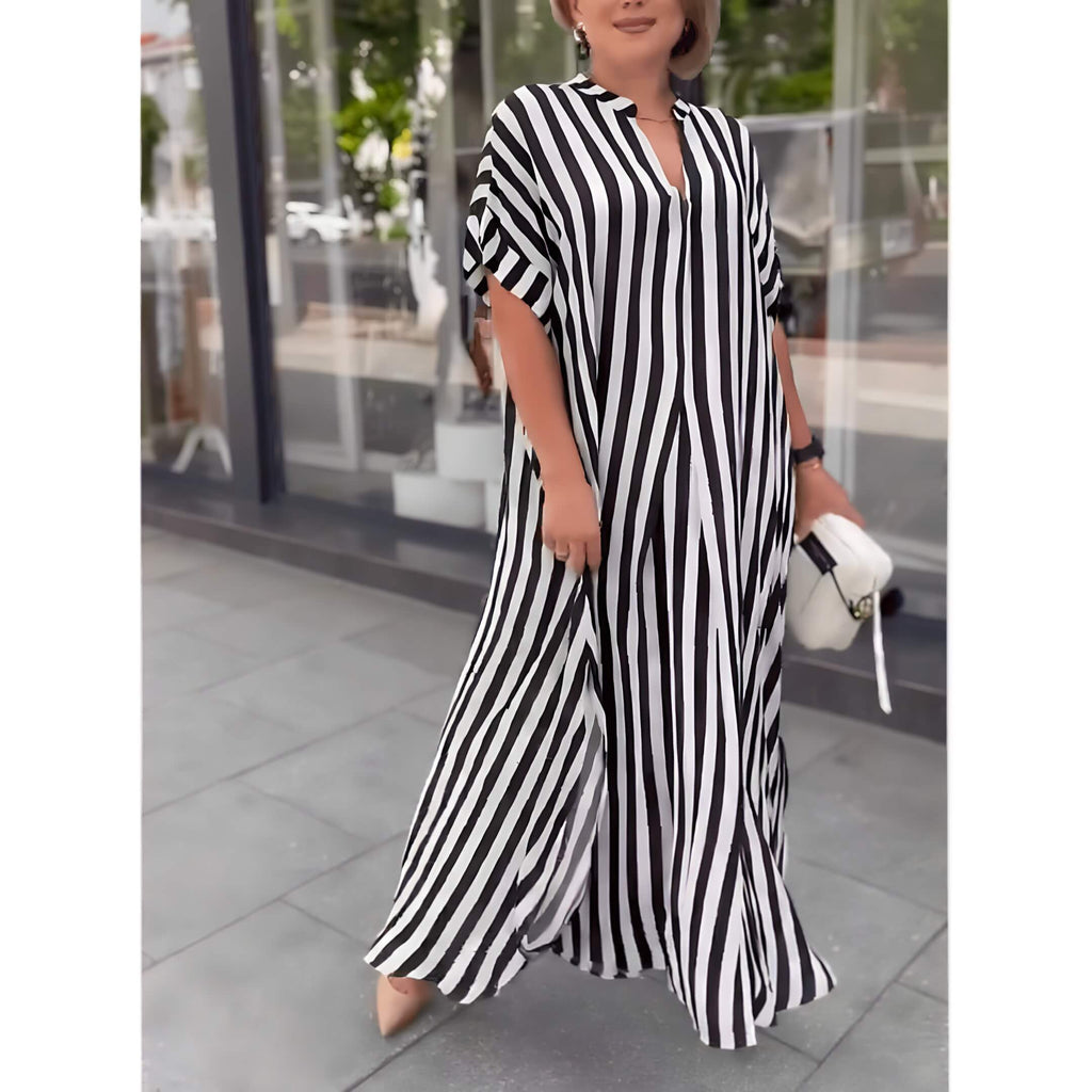 Vestido Longo Listrado Preto 8