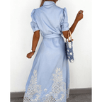 Vestido Longo Bordado Azul 2