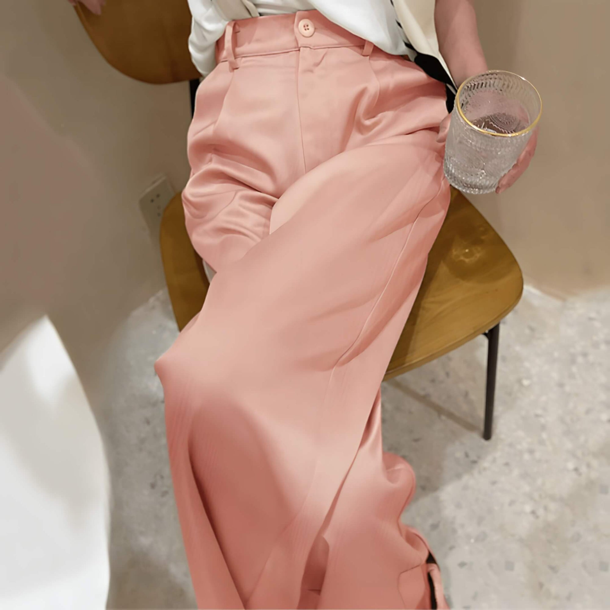 Calça Feminina de Cetim Rosa 6