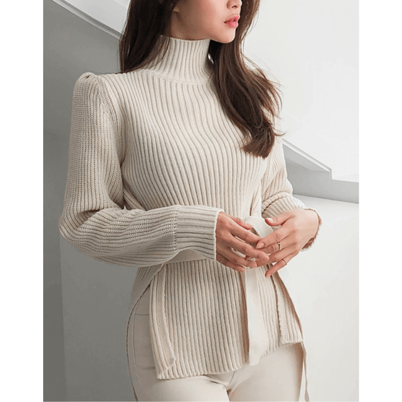 Suéter Casual com Amarração Bege 3