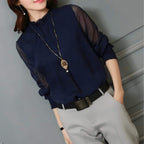 Blusa de Chiffon Azul Marinho 4