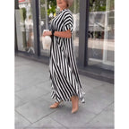 Vestido Longo Listrado Preto 2