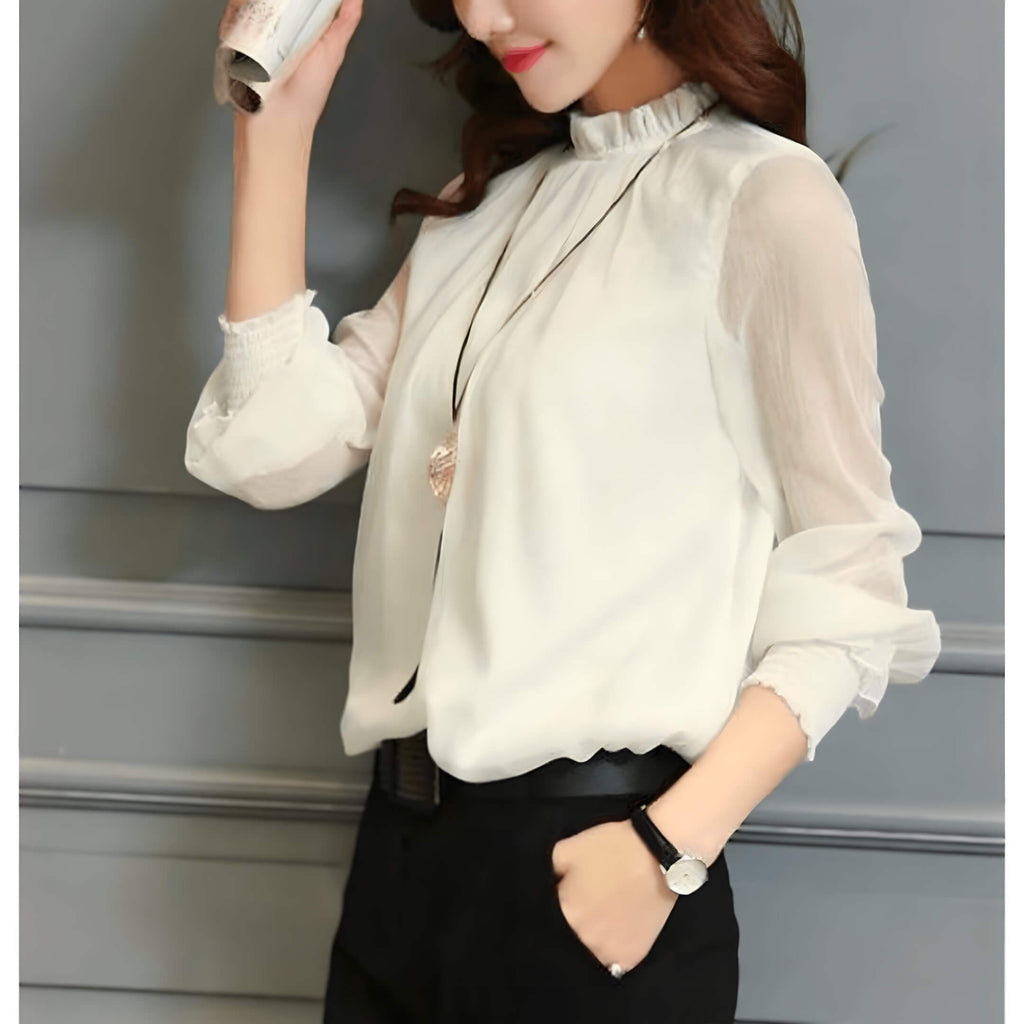 Blusa de Chiffon Branco 3