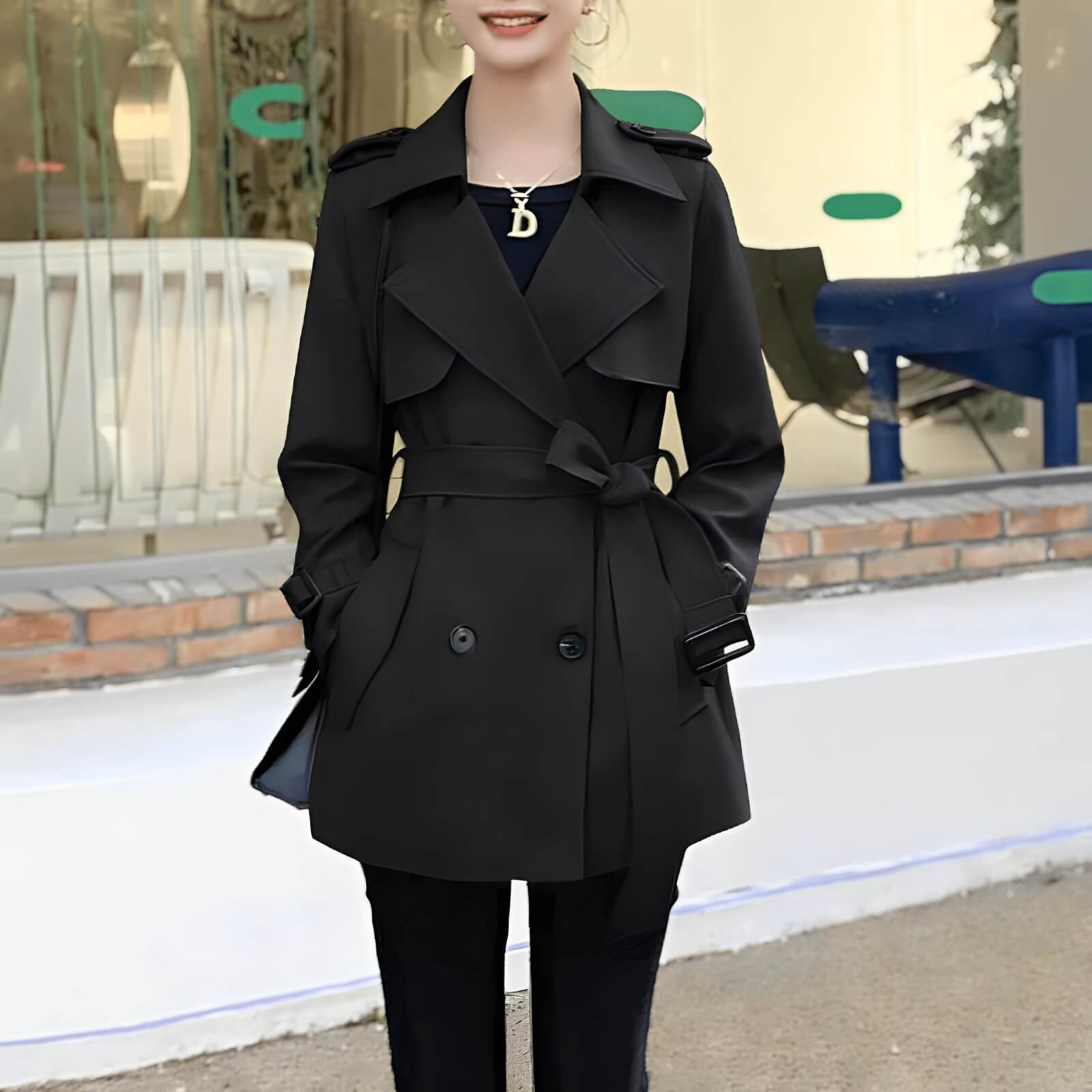 Casaco Feminino Trench Preto 6