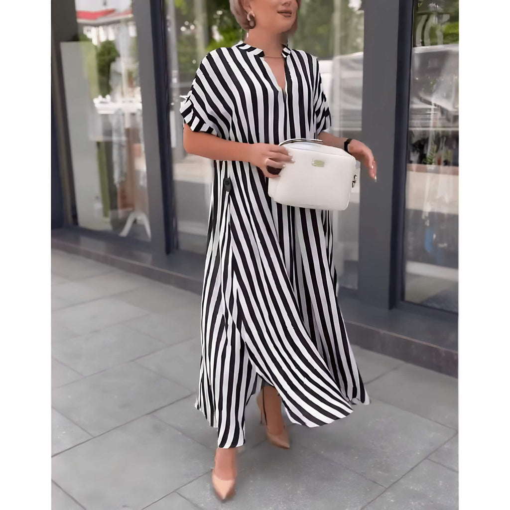 Vestido Longo Listrado Preto 7