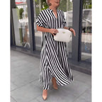 Vestido Longo Listrado Preto 7