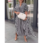 Vestido Longo Listrado Preto 6