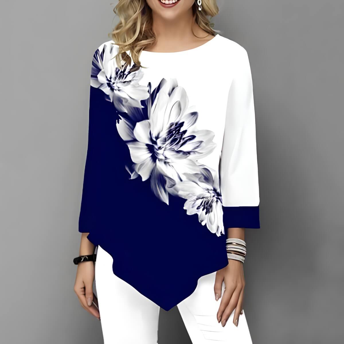 Blusa Floreada Azul 1