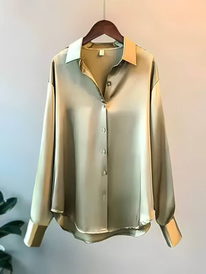Camisa Básica de Cetim Verde 3