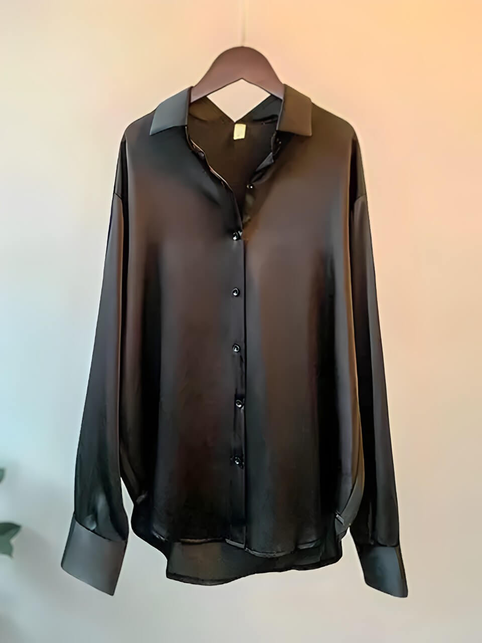 Camisa Básica de Cetim Preto 4