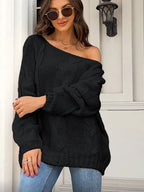 Suéter Casual de Tricot Feminino Preto