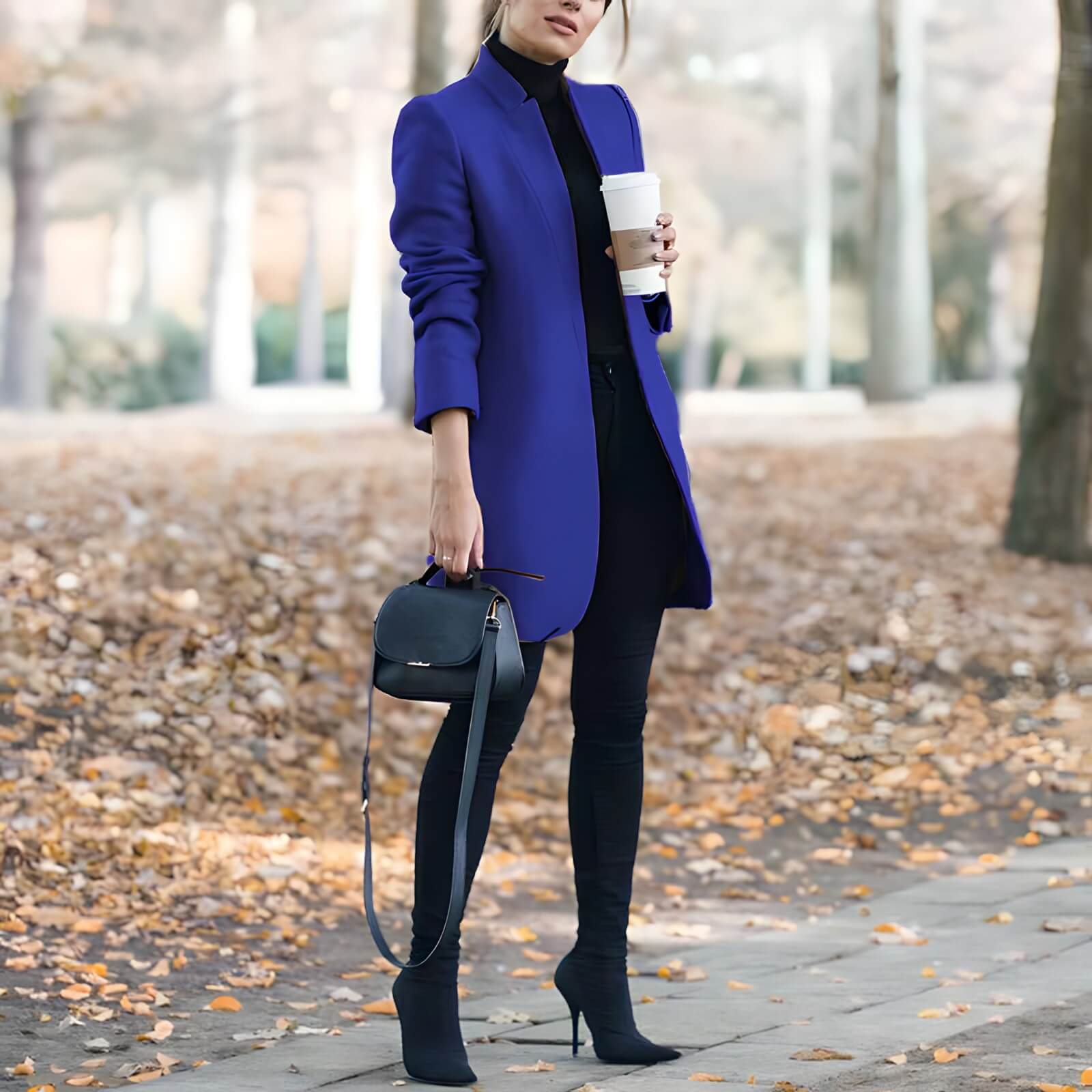 Blazer Alongado de Lã Batida Violeta 17