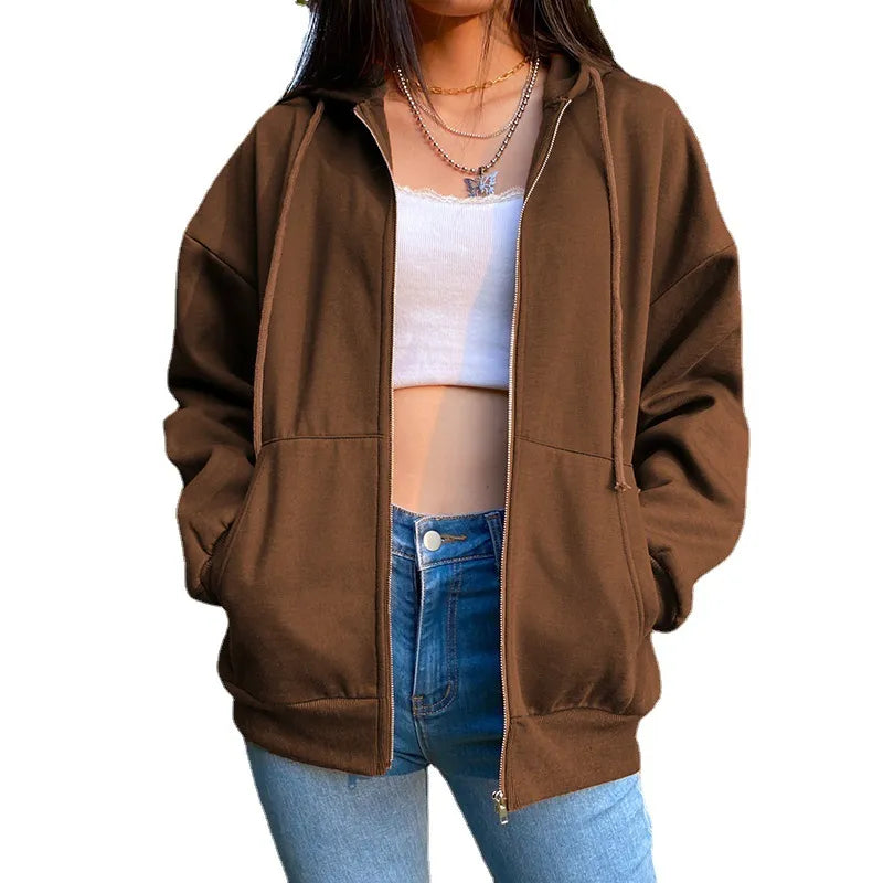 Moletom Feminino Oversized com Capuz e Zíper Frontal Iridessa