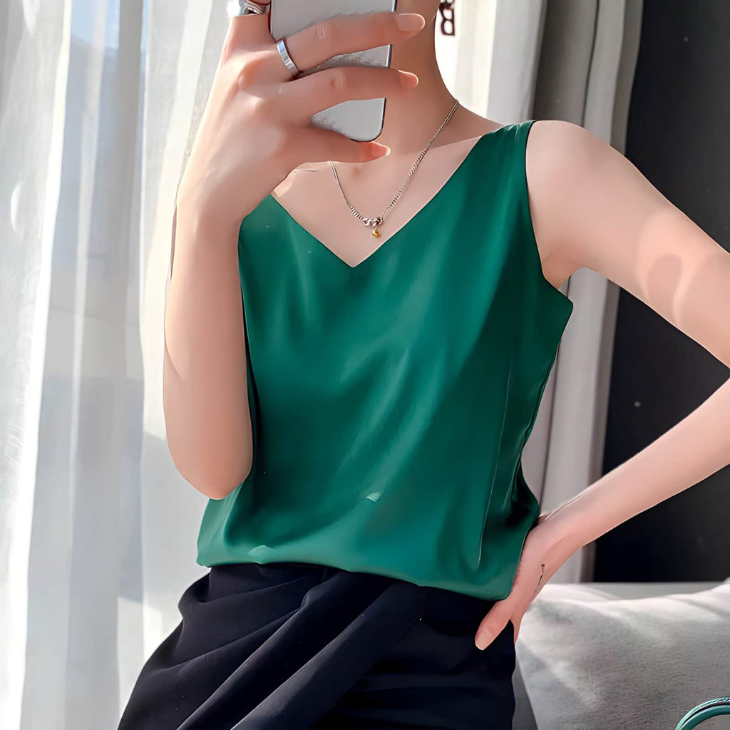 Blusa Regata de Cetim Verde 4