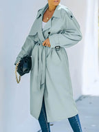 Casaco Longo Feminino Trench Azul 5
