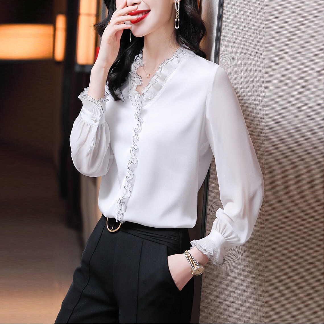 Camisa de Chiffon Feminina