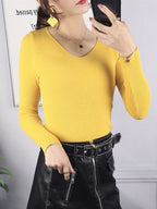 Suéter Feminino Canelado Amarelo 11