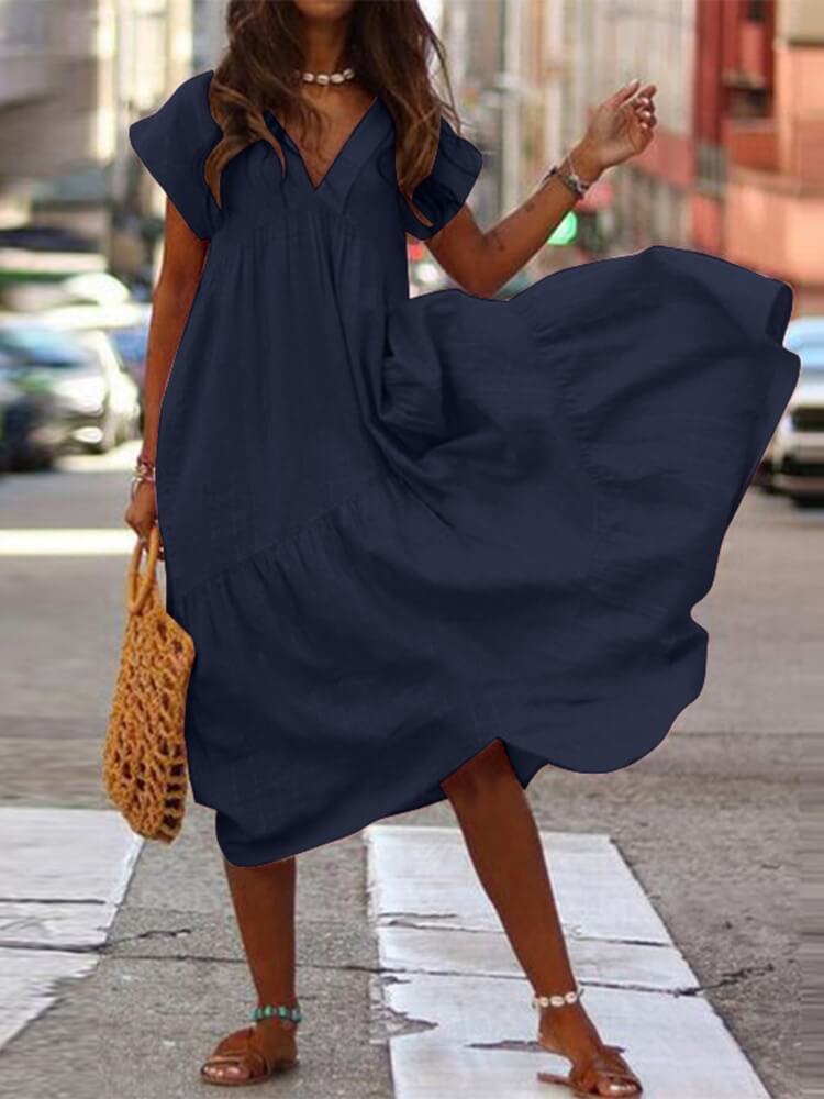 Vestido Mídi Casual Azul Marinho 4