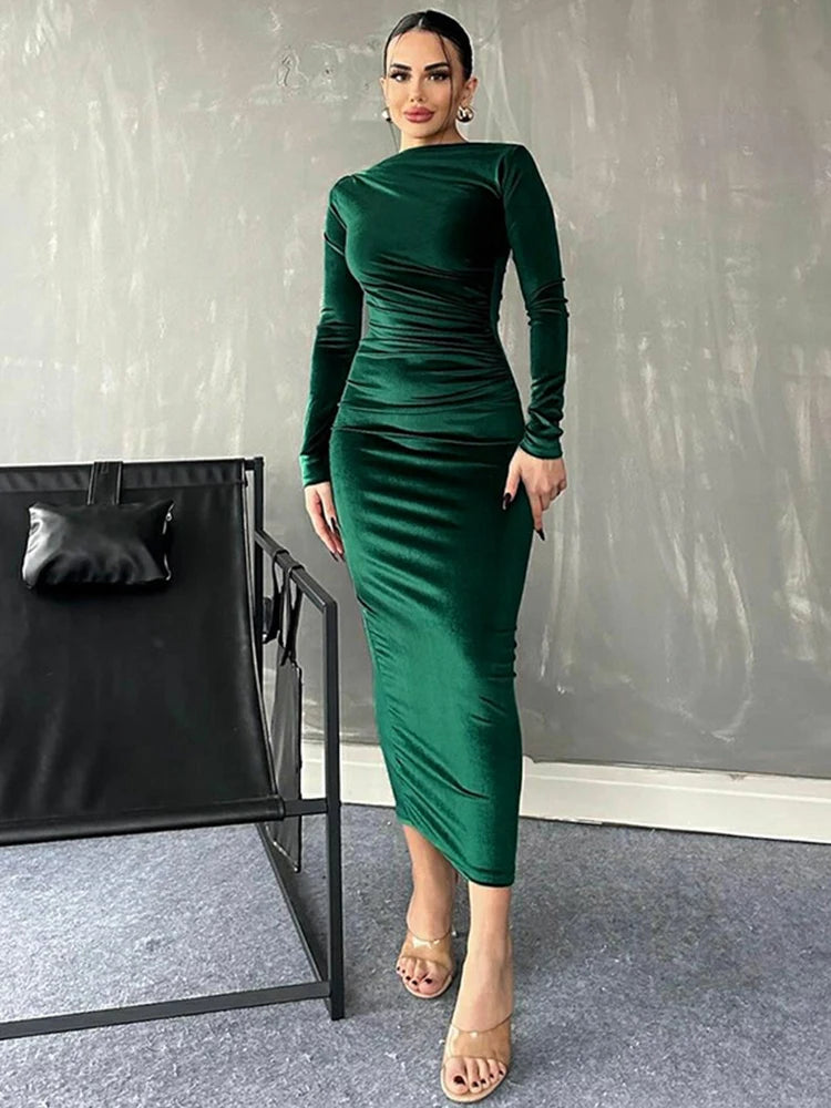 Vestido Midi Elegante Verde 4