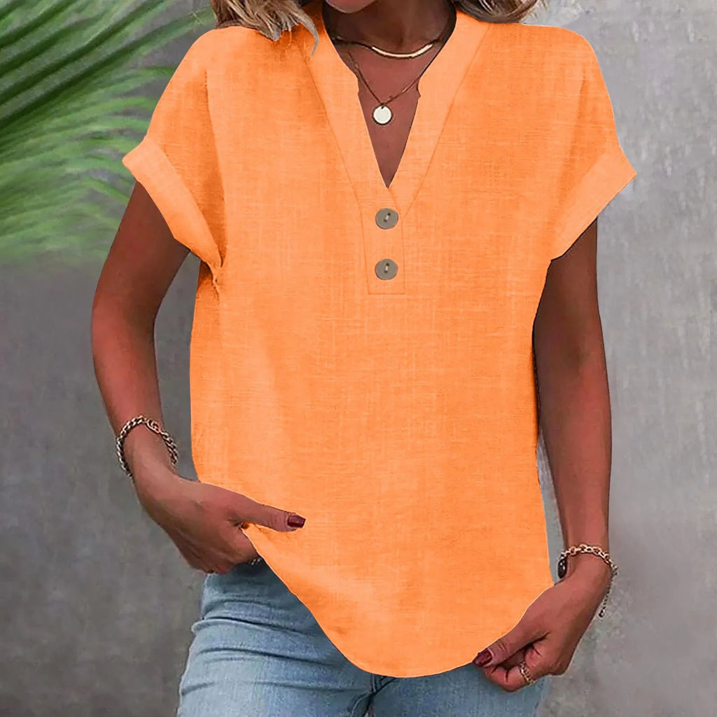 Blusa Casual com Botões Laranja 11