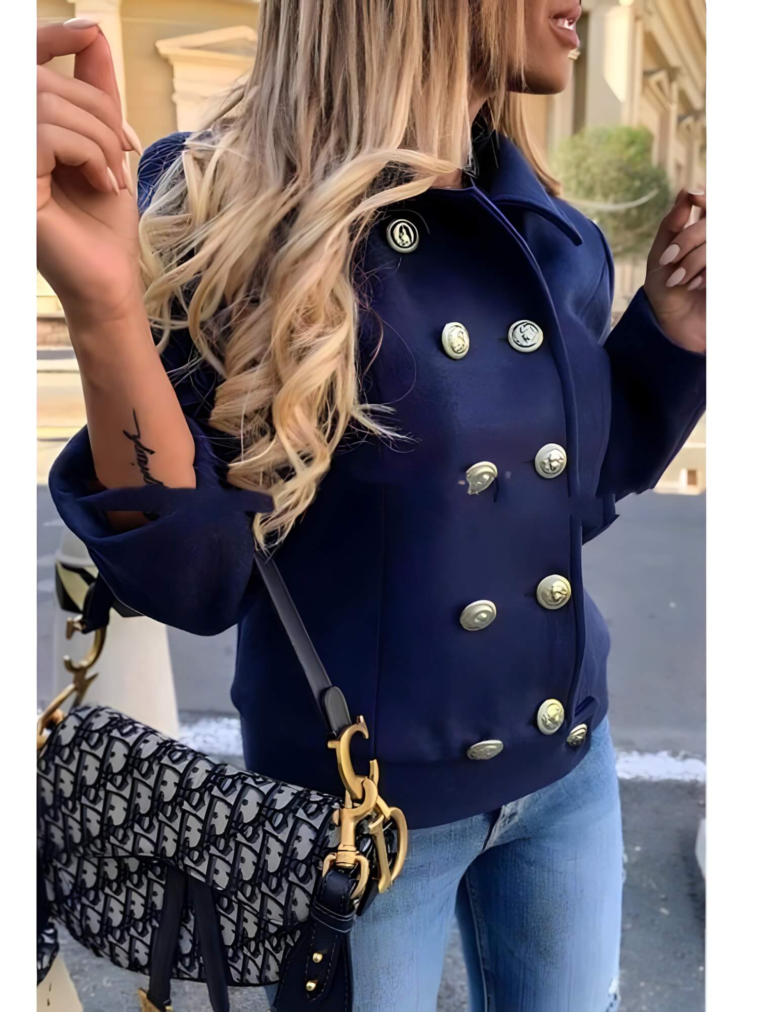 Casaco Feminino Curto Azul 8