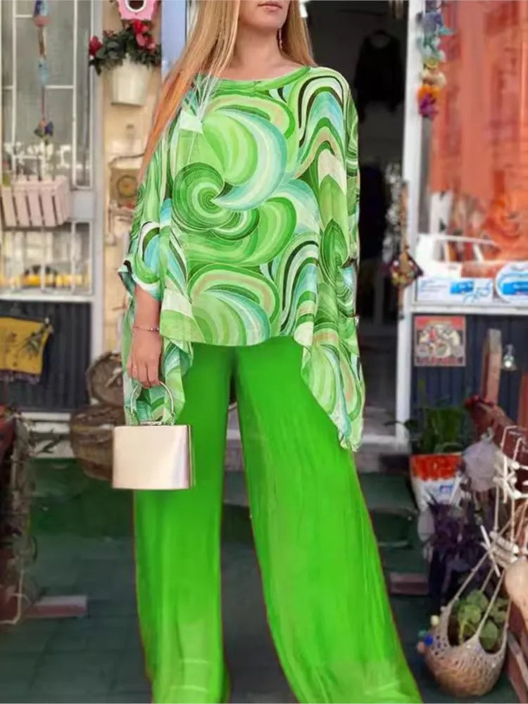 Conjunto Feminino de Chiffon Verde 5