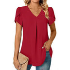 Blusa Elegante Gola V Vermelho 06