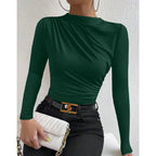 Blusa Assimétrica de Manga Longa Verde 05