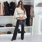 Poncho Feminino Casual Bege 8