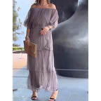 Vestido Mídi de Chiffon Cinza 4