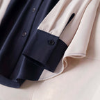 Camisa de Chiffon Azul Marinho 9