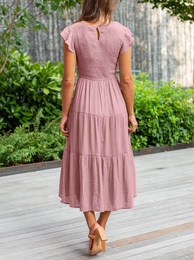 Vestido Mídi de Lástex Rosa 10