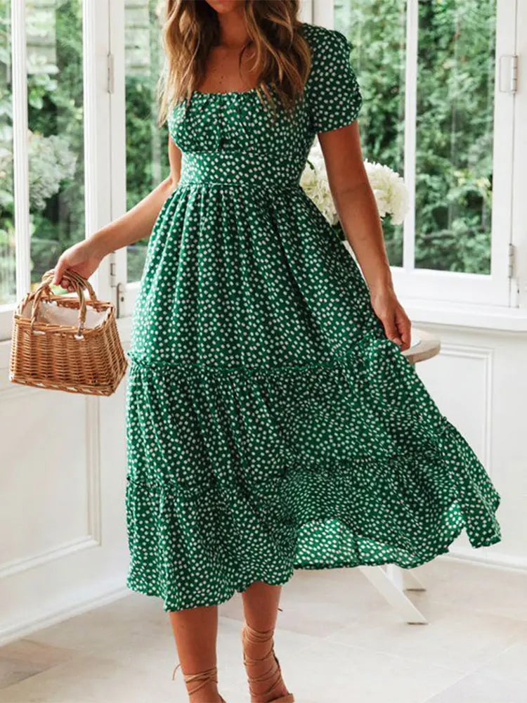 Vestido Midi Poá Verde 01