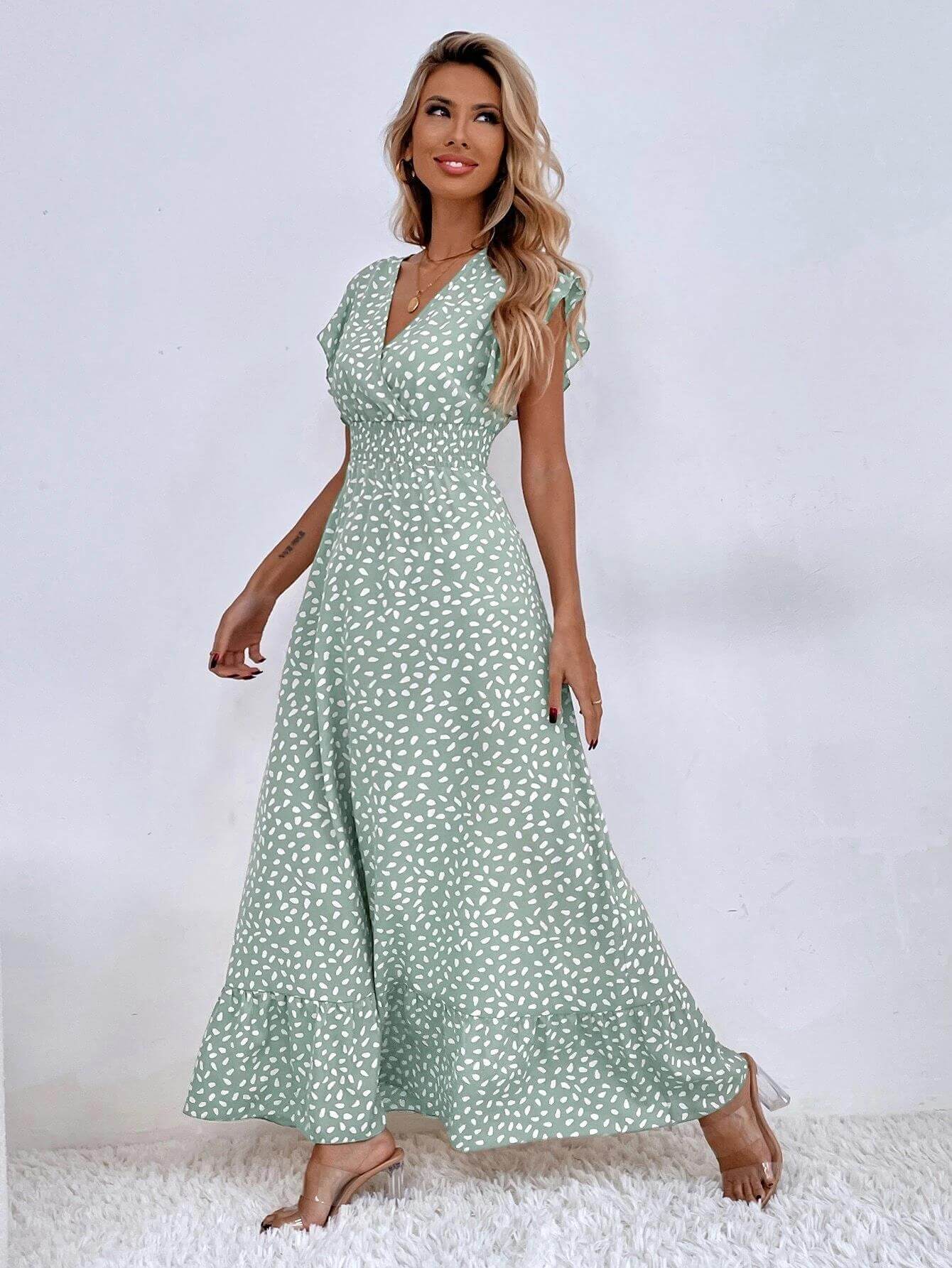 Vestido Longo de Chiffon Verde 4