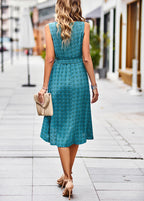 Vestido Mídi Transpassado com Amarração Azul 15