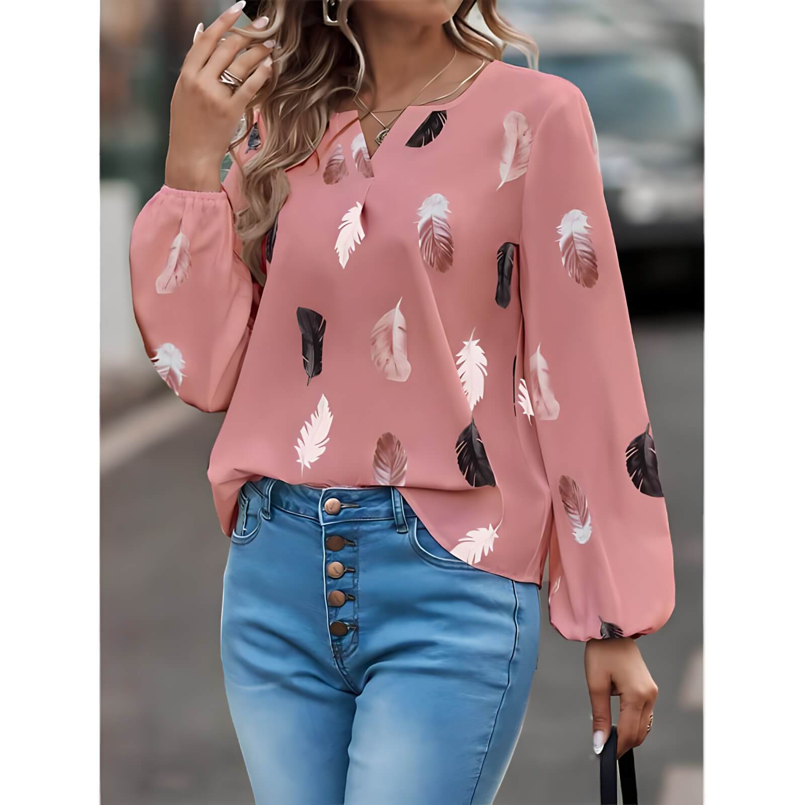 Blusa Casual de Chiffon Rosa 1